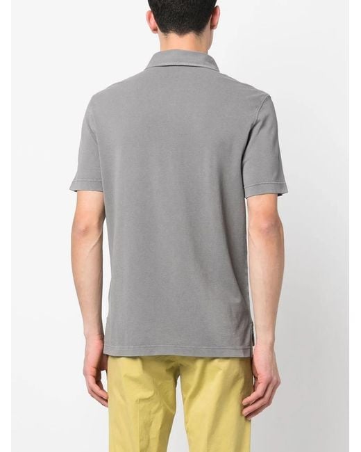 Drumohr Gray Logo-Patch Cotton Polo Shirt for men