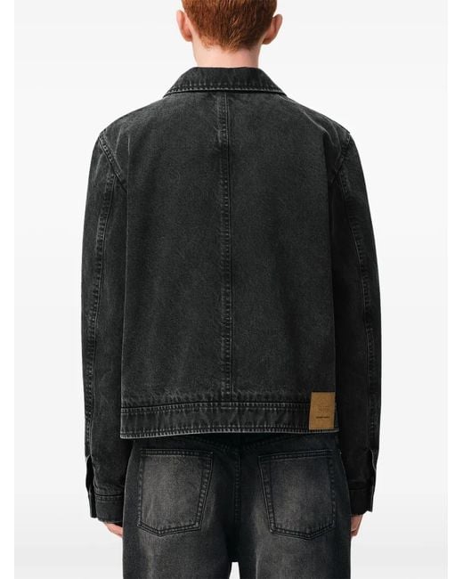 AMI Black Cotton Tonal Ami De Coeur Zipped Jacket for men