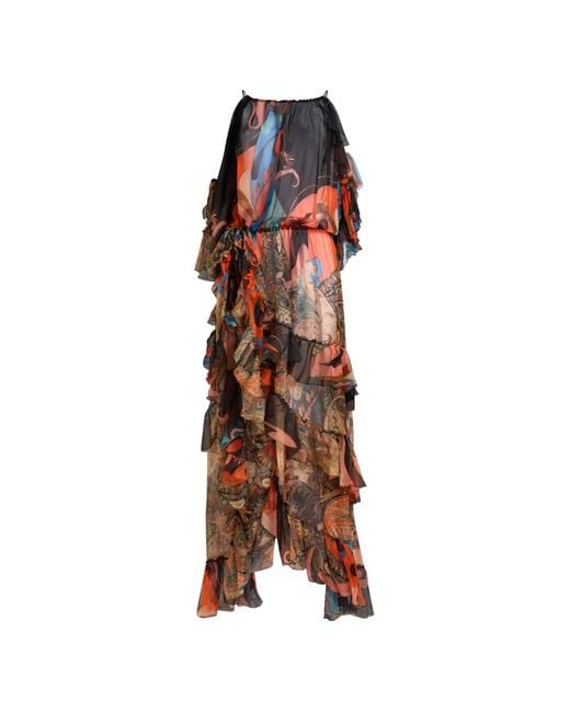 Etro Brown Ruffled Maxi Dress