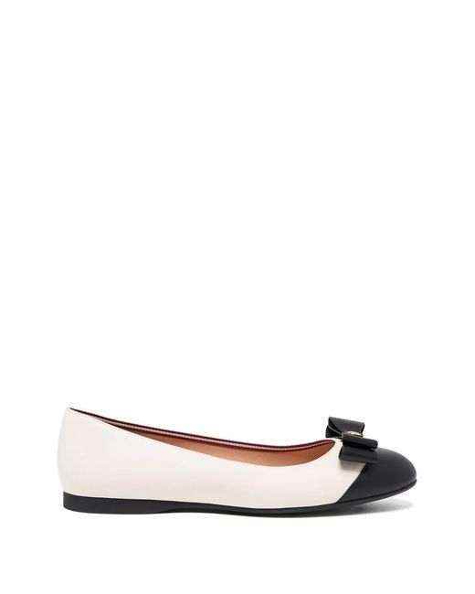 Bally White Ysla Bow-Detail Ballet Flats