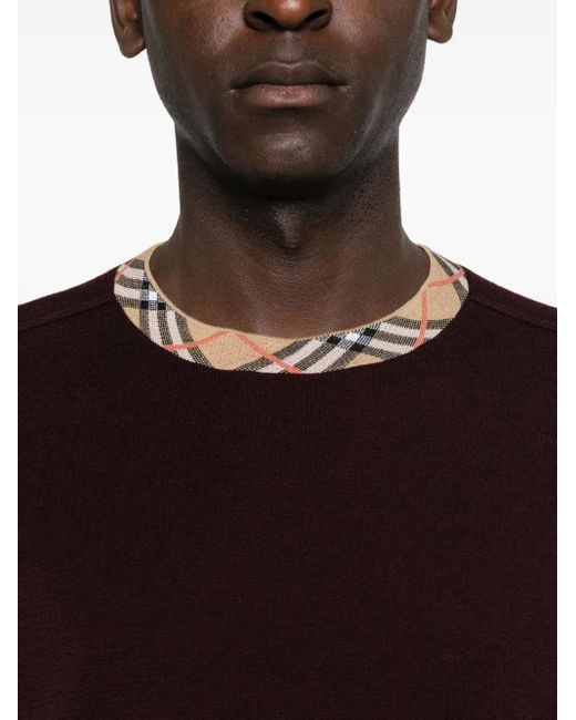 Burberry Wollen Trui Met Geruite Afwerking in het Brown voor heren