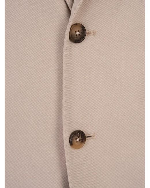 RUSSO CAPRI Natural Oxford Single-Breasted Blazer for men