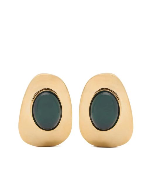 Saint Laurent Blue Oval Stone Earrings