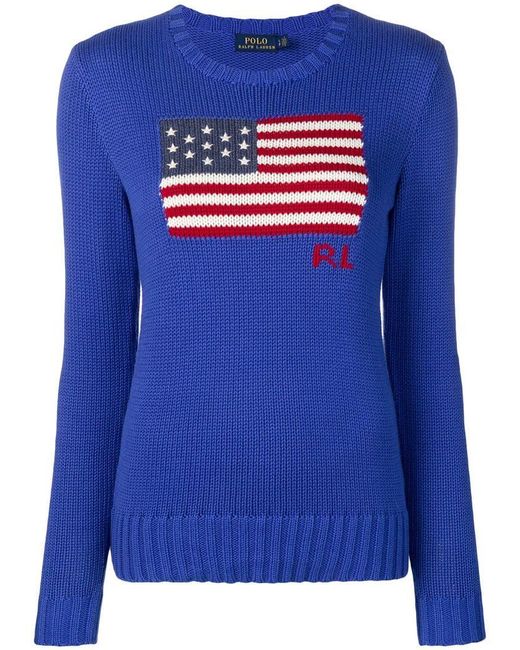 Pull à drapeau américain Polo Ralph Lauren en coloris Bleu | Lyst