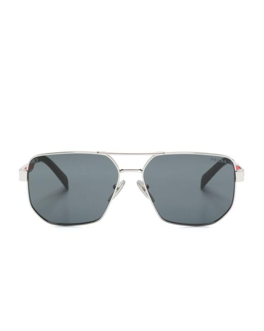 Prada Gray Pilot-frame Sunglasses for men