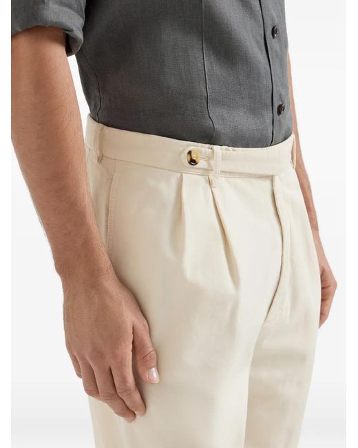 Brunello Cucinelli Natural Pleats Tabbed-Waistband Shorts for men