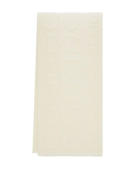 Ferragamo Natural Gancini Jacquard Logo Scarf