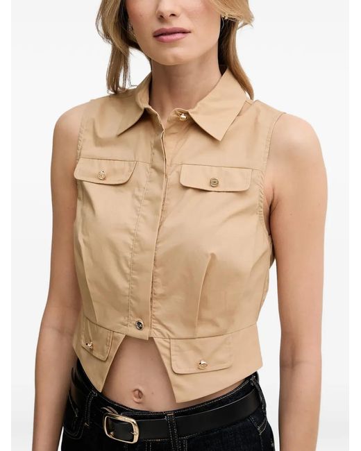GAUDI Blue Buttoned Sleeveless Top