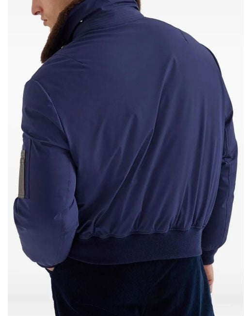 Brunello Cucinelli Blue Down Bomber Jacket for men