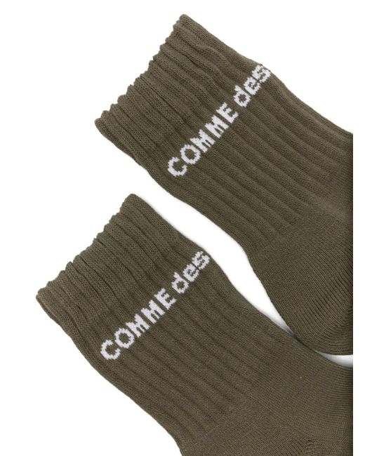 Comme des Garçons Green Logo-Detail Ribbed Socks for men
