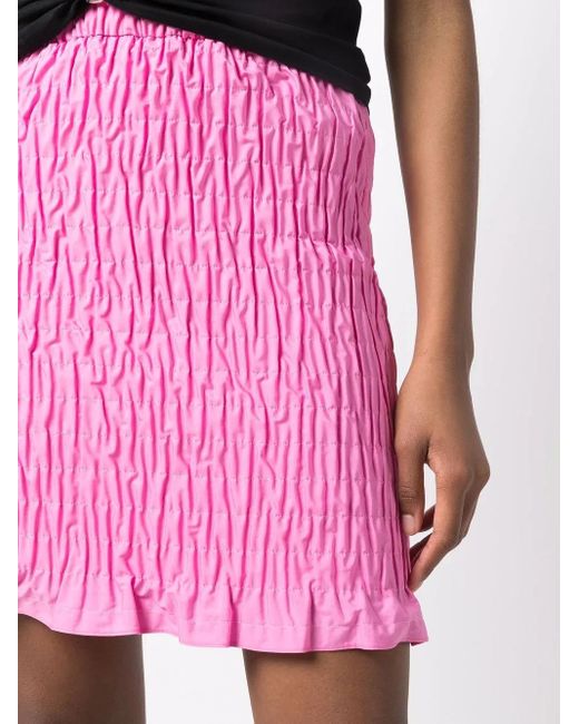 MSGM Pink Shirred-Effect Mini Skirt