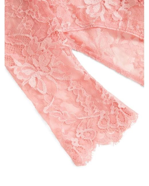 Valentino Garavani Pink Floral-Lace Bodysuit