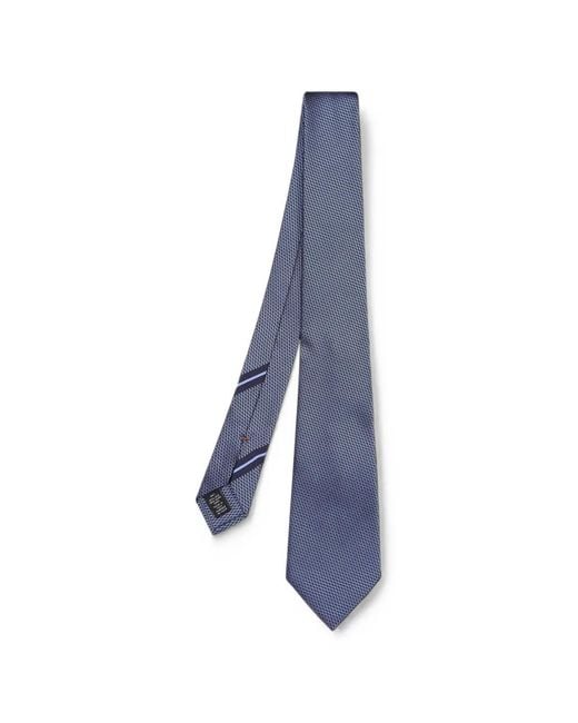 Zegna Blue Geometric-Pattern Silk Tie for men