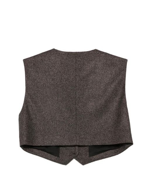 MSGM Black Cropped Button-Up Waistcoat