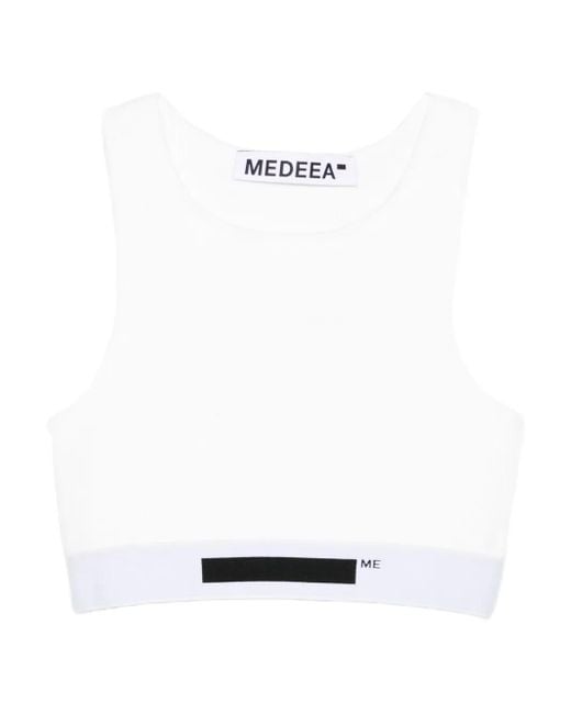 MEDEA White Logo-Detail Crop Top