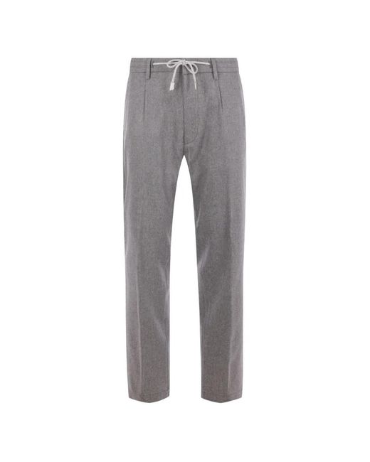 Eleventy Gray Drawstring-Waist Melange Trousers for men
