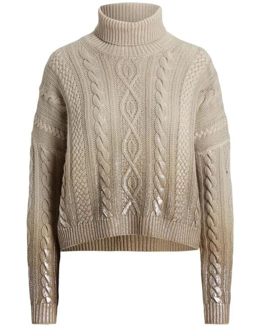 Ralph Lauren Brown Roll-Neck Cashmere Jumper