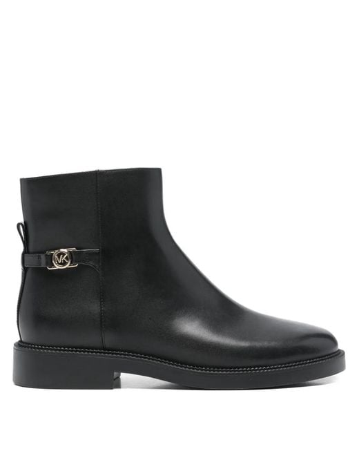 Michael Kors Black Side-Zip Leather Ankle Boots