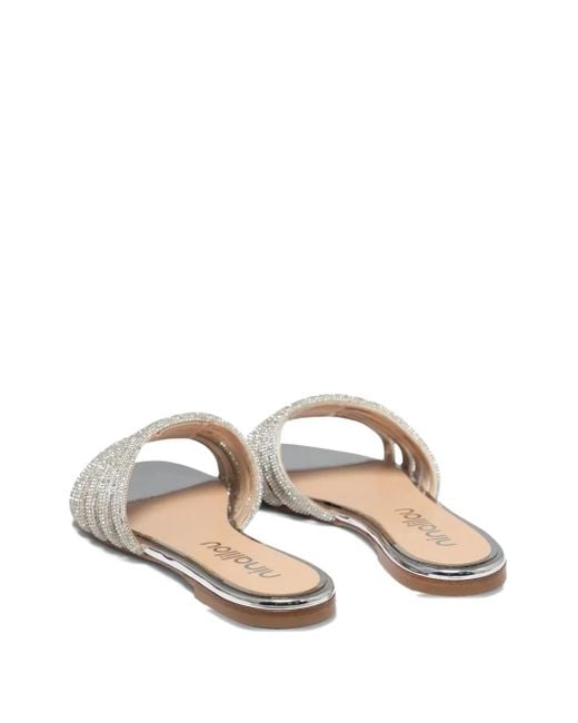 Ninalilou ビジューストラップ フラットサンダル White
