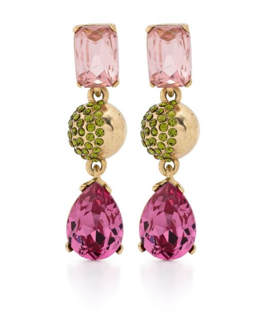 Boucles d'oreilles à ornements en cristal Oscar de la Renta en coloris Pink