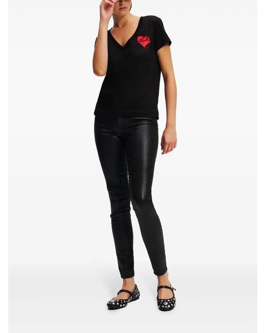 Karl Lagerfeld Black K/Heart Cotton T-Shirt