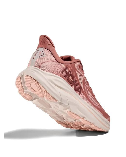 Hoka One One Pink Clifton 10 Lace-Up Sneakers