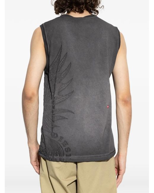 DIESEL Gray T-Rawbisco Graphic-Print Sleeveless T-Shirt for men