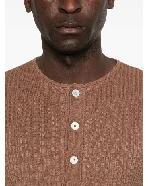 Lardini Brown Ribbed Button Shirt for men
