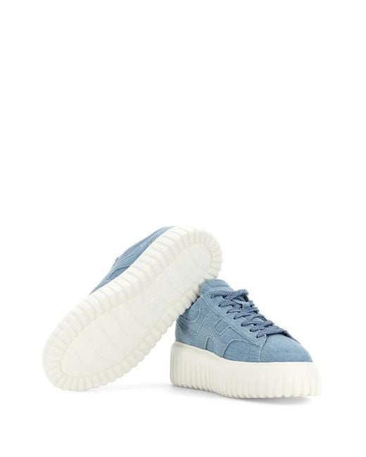 Hogan Blue Textured Denim Platform Sneakers