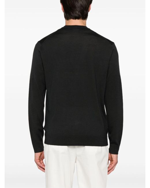 Paul Smith Black V-Neck Merino Cardigan for men