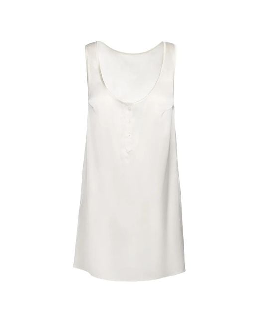 MEDEA White Button-Placket Sleeveless Mini Dress