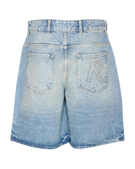 Represent Blue Denim Button-Fastening Shorts for men
