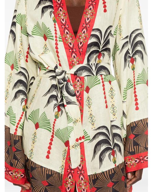 Anjuna White Palm-Print Beach Cover-Up