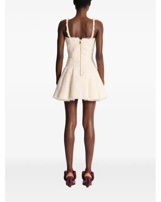 Balmain White Sweetheart-Neck Mini Dress
