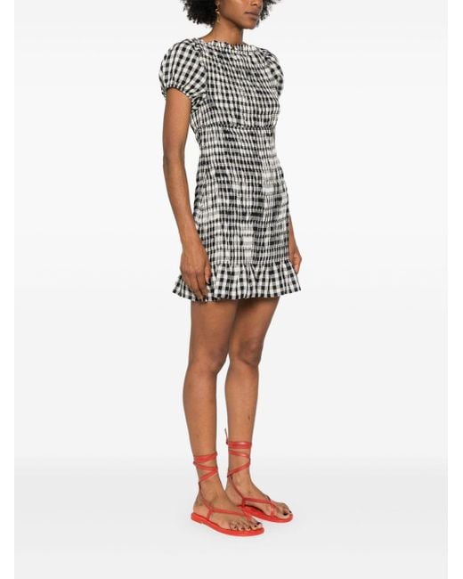 Doen Rizzo Gingham-Check Mini Dress in Black | Lyst