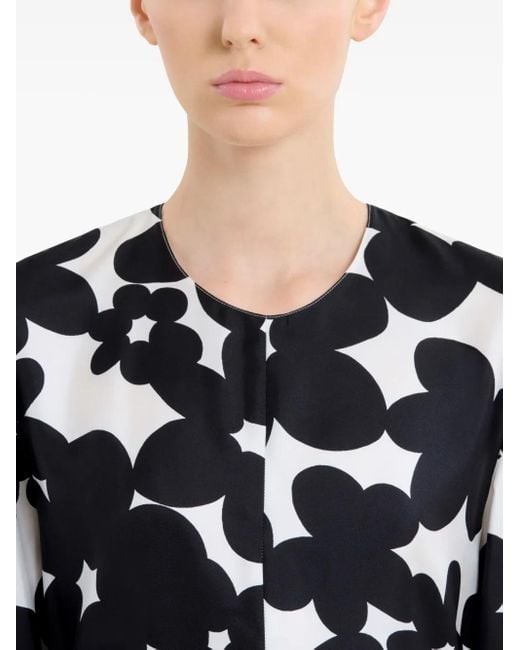 Marni Midi-Jurk Met Bloemenprint in het Black