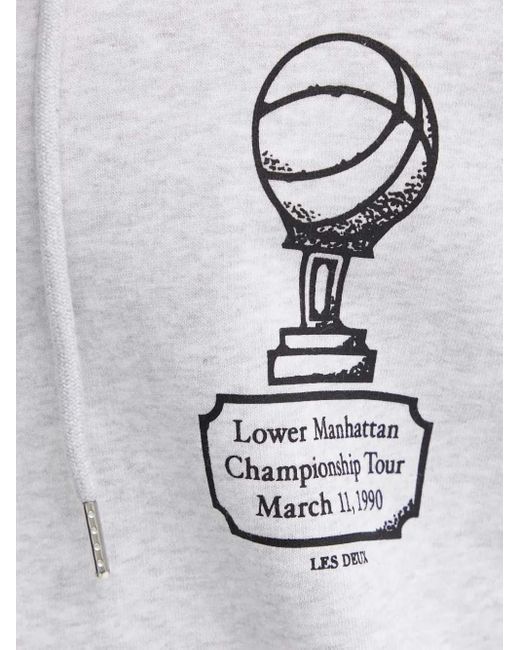 Les Deux Gray Graphic-Print Hoodie for men
