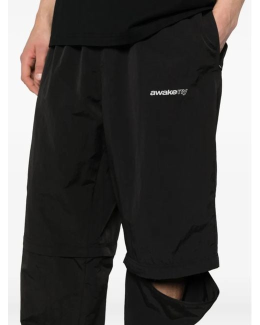 AWAKE NY Black Elasticated Trousers for men