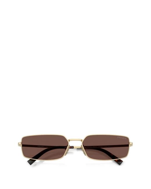 Prada Metallic Rectangular-Frame Sunglasses