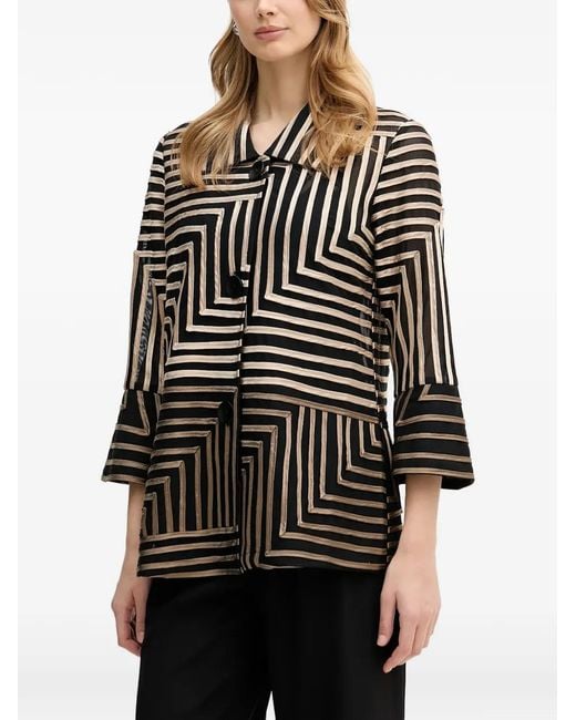 Joseph Ribkoff Black Geometric-Striped Shirt