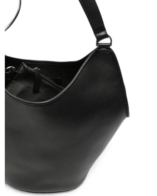 Dondup Black Ring-Detail Leather Shoulder Bag