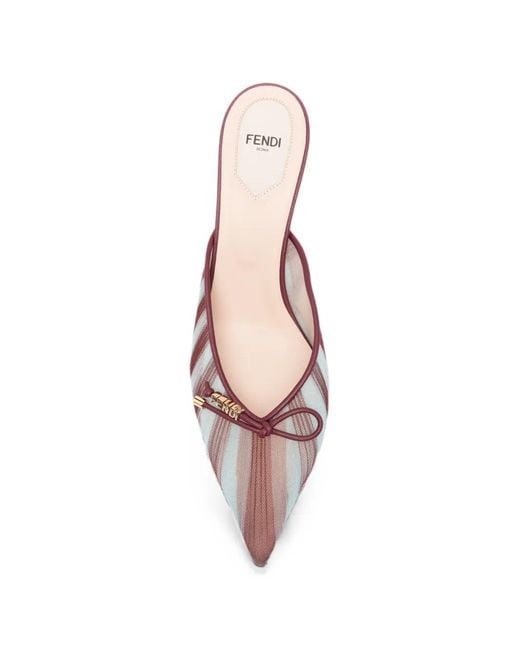 Fendi Pink Tulle Striped Mules