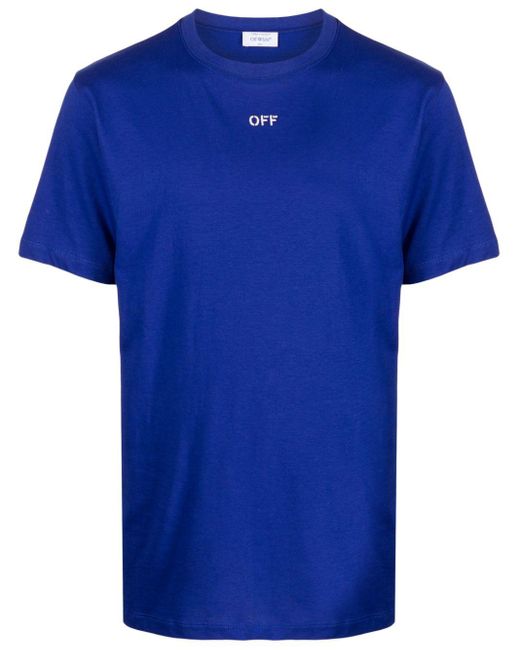 Off-White c/o Virgil Abloh Blue Logo Cotton T-shirt for men