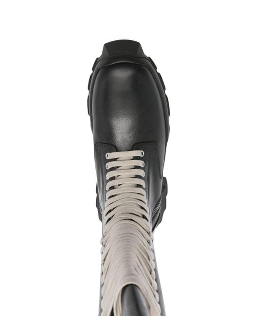 Rick Owens Black Army Tractor Leather Boots for men