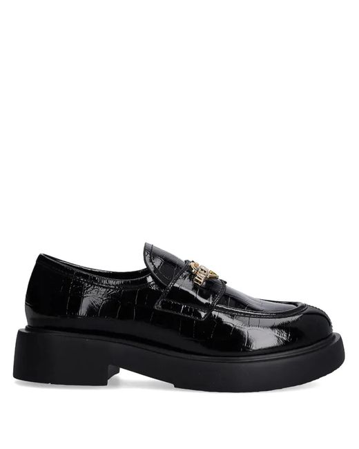 Love Moschino Black Logo-Lettering Loafers