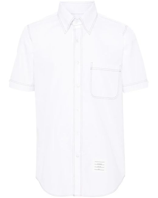 Thom Browne White Decorative-Stitch Cotton Shirt for men