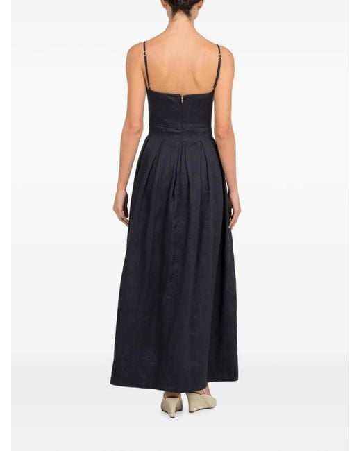 Agua Bendita Blue Sula Cauca Floral-Appliqué Maxi Dress