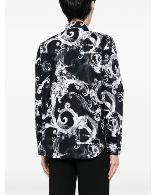 Versace Black Baroque-print Cotton Shirt for men