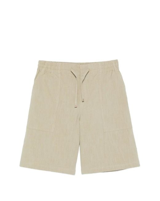 Drole de Monsieur White Drawstring Patch-Pocket Shorts for men