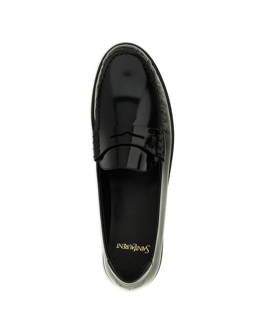 Saint Laurent Black Logo-Detail Loafers for men